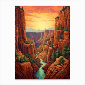 Canyon Landscape Pixel Art 4 Canvas Print