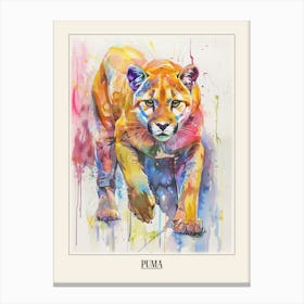 Puma Colourful Watercolour 1 Poster Canvas Print