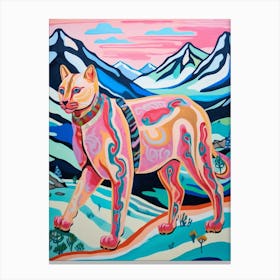 Maximalist Animal Painting Mountain Lion 2 Canvas Print
