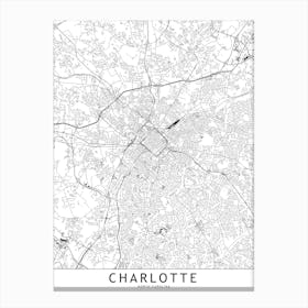 Charlotte White Map Canvas Print