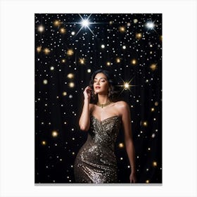 A Cosmic Scene Capturing The Night Sky Aglow With Glittering Stars And A Dusting Of Sparkling Galaxi (2) Canvas Print