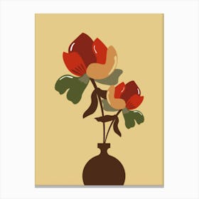 Two Flowers In A Vase Canvas Print