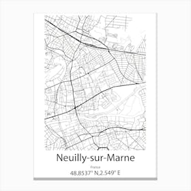 Neuilly Sur Marne,France Minimalist Map Canvas Print