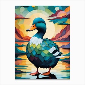 Duck At Sunset Canvas Print