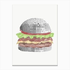 Glitter Disco Ball Burger Print Canvas Print