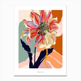 Colourful Flower Illustration Poster Dahlia 4 Canvas Print