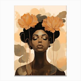 Black Woman With Flowers 2 Canvas Print