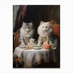 Two Cats At A Medieval Afternoon Tea 1 Canvas Print