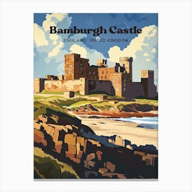 Bamburgh Castle England Vintage Art Illustration Canvas Print