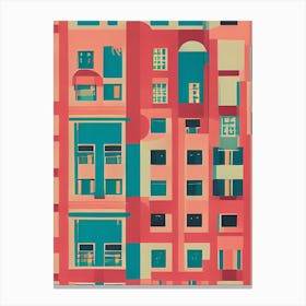 Bustling Pink City Blocks Canvas Print