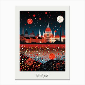 Poster Of Budapest, Illustration In The Style Of Pop Art 3 Canvas Print