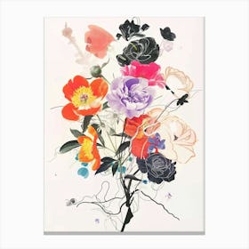 Peony 2 Collage Flower Bouquet Canvas Print