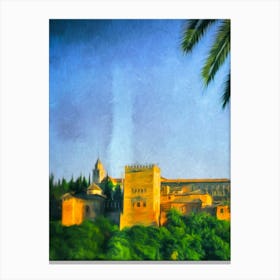 Alhambra Palace At Granada Canvas Print