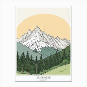 Zugspitze Germany Color Line Drawing Drawing 1 Poster Canvas Print
