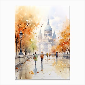 Budapest Hungary In Autumn Fall, Watercolour 3 Canvas Print