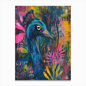 Abstract Peacock Loose Brushstrokes Canvas Print