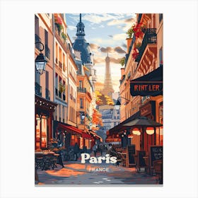 Paris France Romantic Art Illustration Canvas Print