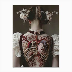 Woman'S Back with embroidery organs Canvas Print