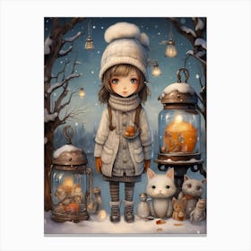 Little Girl In The Snow 1 Canvas Print