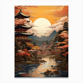 Tokyo In Japan, Ukiyo E Drawing 4 Canvas Print