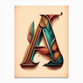 A, Letter, Alphabet Retro Drawing 2 Canvas Print