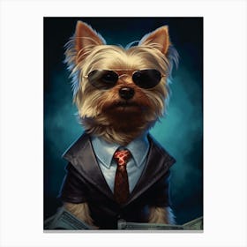 Gangster Dog Silky Terrier 3 Canvas Print