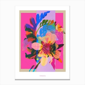 Cineraria 4 Neon Flower Collage Poster Canvas Print