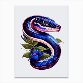 Texas Indigo Snake Tattoo Style Canvas Print