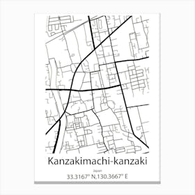 Kanzakimachi Kanzaki,Japan Minimalist Map Canvas Print