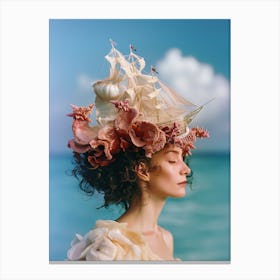 "Surrealist Ship Headpiece in Wild Hair" Canvas Print