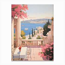 Bodrum Turkey 3 Vintage Pink Travel Illustration Canvas Print