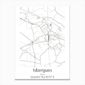 Isbergues,France Minimalist Map Canvas Print