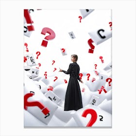 Abstract Human Concept Swirling In A Sea Of Confusion Marked By White Question Marks And Exclamation (3) Canvas Print