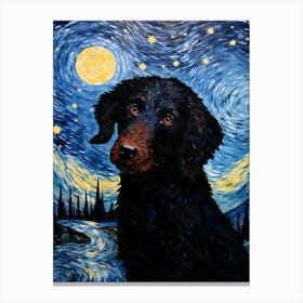 Curly-coated Retriever Starry Night Dog Portrait Canvas Print