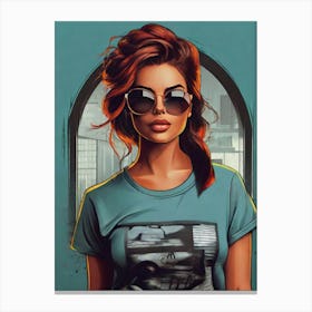 Girl In Sunglasses Canvas Print