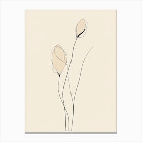 Flowers On A Beige Background 1 Canvas Print