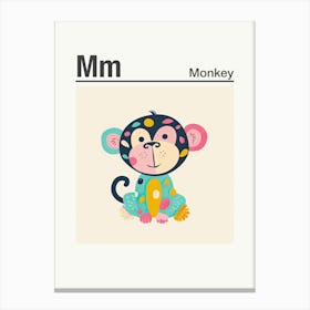 Animals Alphabet Monkey 1 Canvas Print