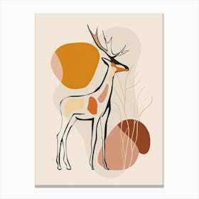 Deer - Boho, Line Art 3 Canvas Print