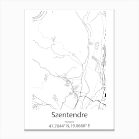 Szentendre,Hungary Minimalist Map Canvas Print