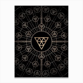 Geometric Glyph Radial Array in Glitter Gold on Black n.0347 Canvas Print