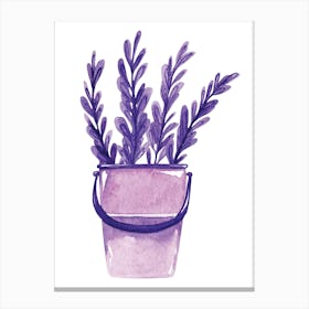 Watercolor Lavender In A Bucket Canvas Print