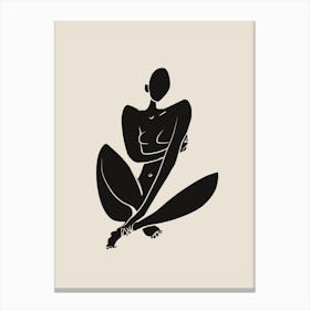 Sitting Nude In Black Canvas Print