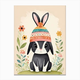 Floral Cute Baby Rabbit Bunny Nursery (19) Canvas Print
