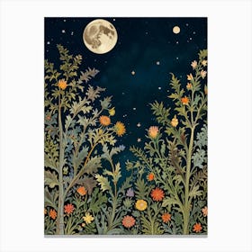 Moonlight In The Garden Style William Morris 9 Canvas Print