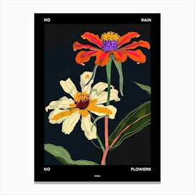 No Rain No Flowers Poster Zinnia 2 Canvas Print