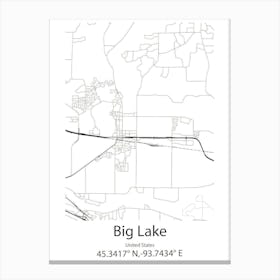 Big Lake,United States Minimalist Map Canvas Print