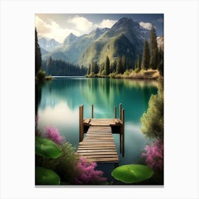 Pier In The Lake Canvas Print