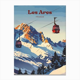 Les Arcs France Ski Resort Art Illustration Canvas Print