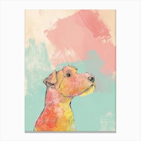 Airedale Terrier Pastel Line Watercolour Illustration  2 Canvas Print