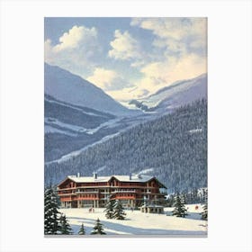 Whistler Blackcomb, Canada Ski Resort Vintage Landscape 1 Skiing Poster Canvas Print